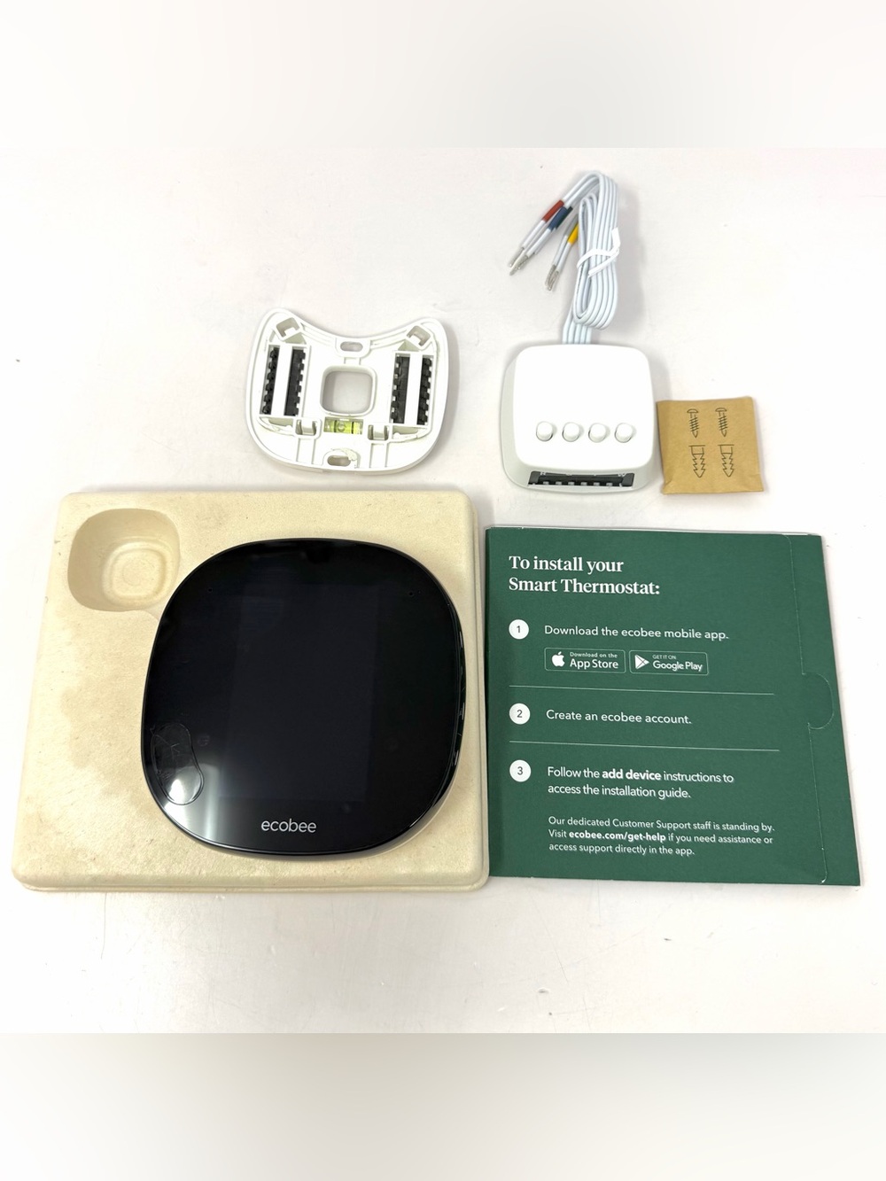 Ecobee Smart Thermostat with Voice Control EB-STATE5-01 ecb402 No Backplate EUC